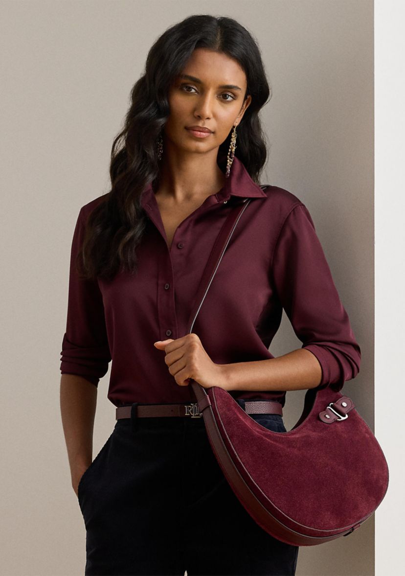 Suede Large Tasha Shoulder Bag