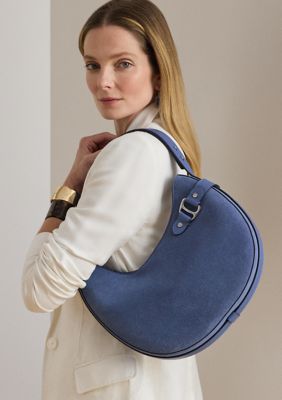 Lauren Ralph Lauren Suede Large Tasha Shoulder Bag, Blue