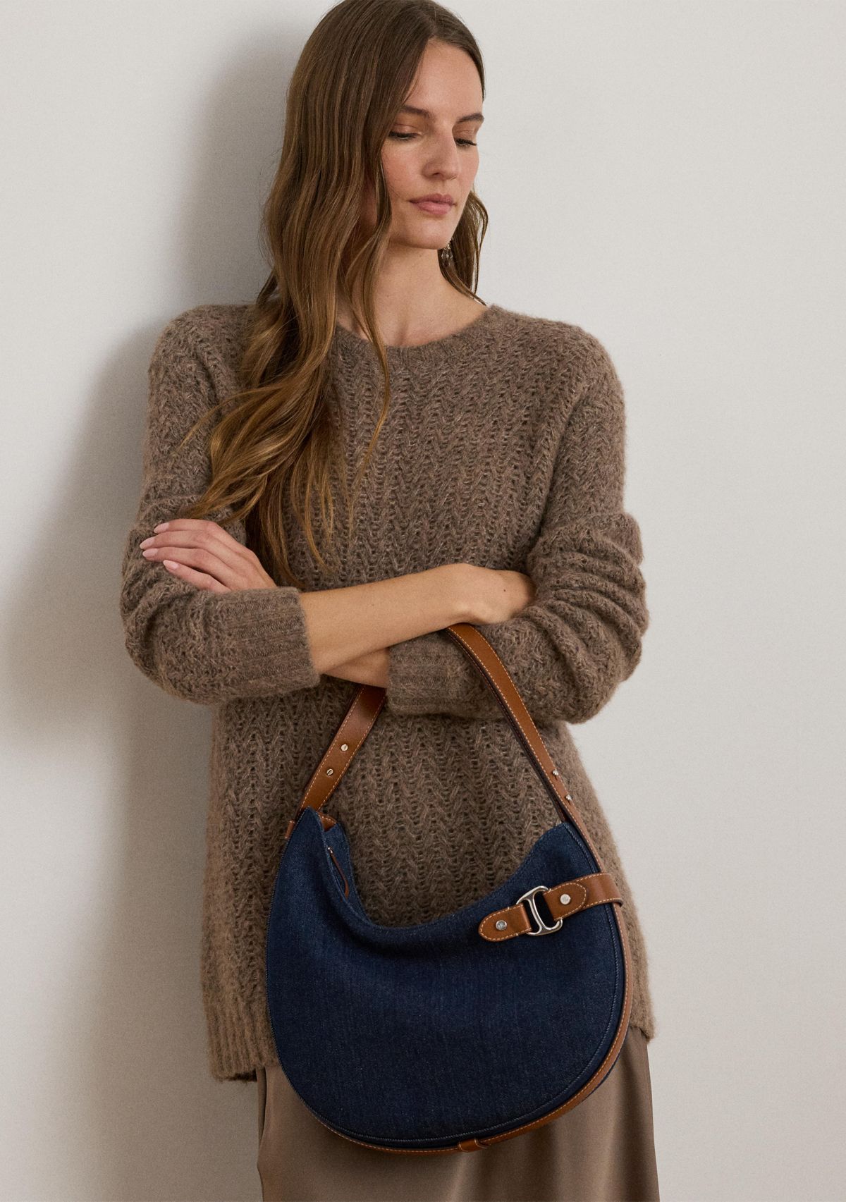 Denim Large Tasha Shoulder Bag