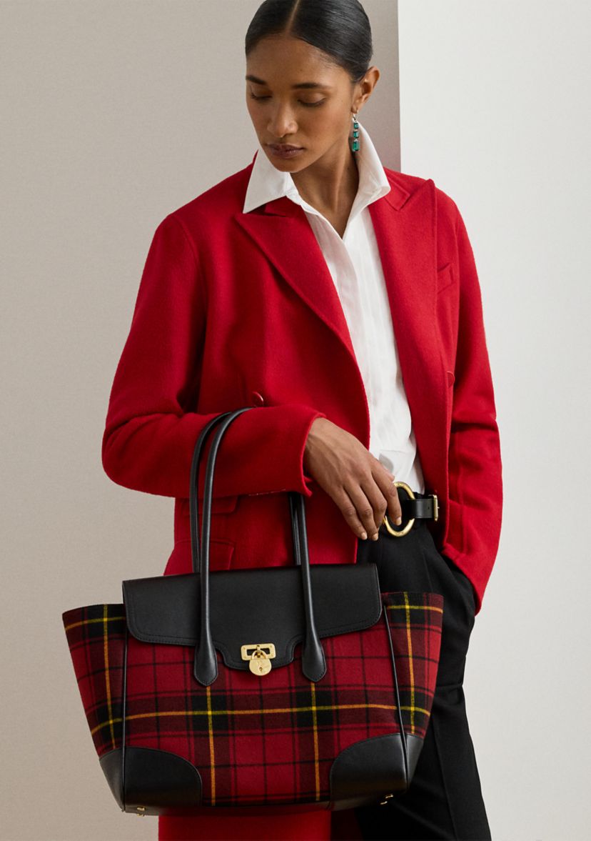 Plaid Twill Large Tanner Satchel