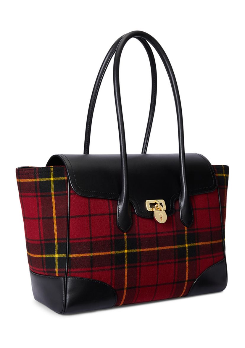 Plaid Twill Large Tanner Satchel
