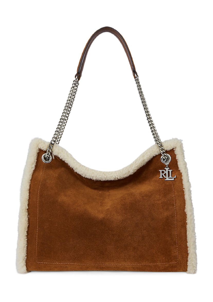 Shearling-Trim Large Bradley Tote Bag