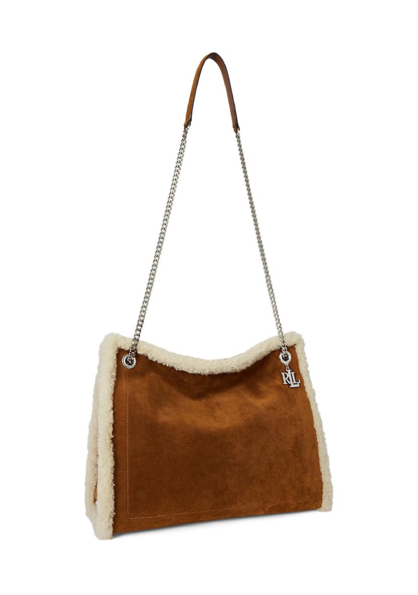 Shearling-Trim Large Bradley Tote Bag