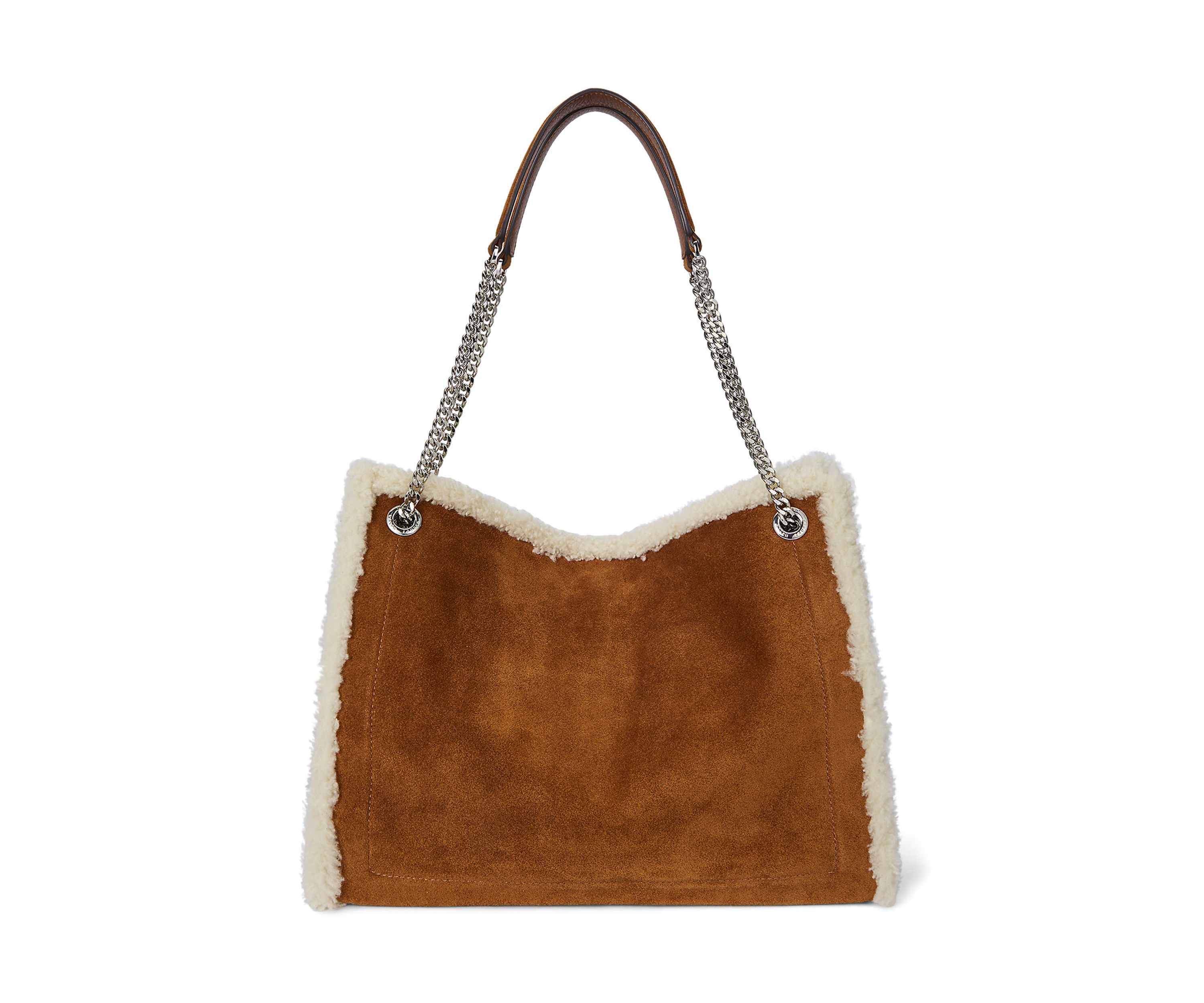 Shearling-Trim Large Bradley Tote Bag