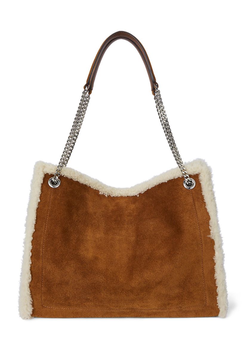 Shearling-Trim Large Bradley Tote Bag