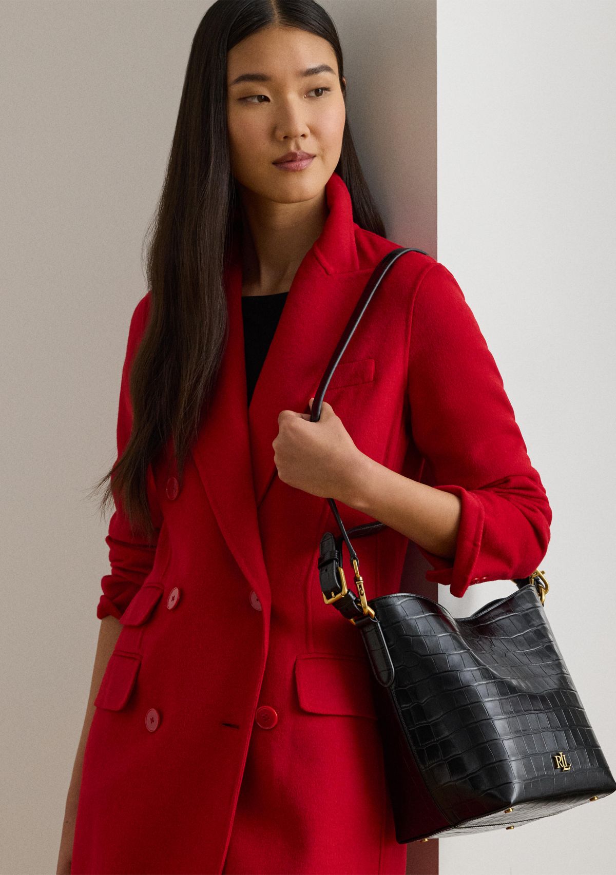 Croc-Embossed Medium Witley Bucket Bag