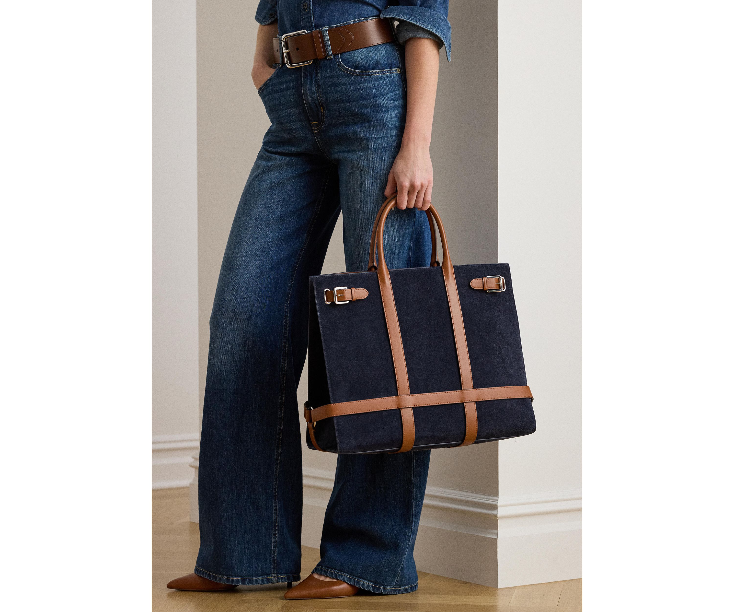 Suede & Leather Large Devyn Tote Bag