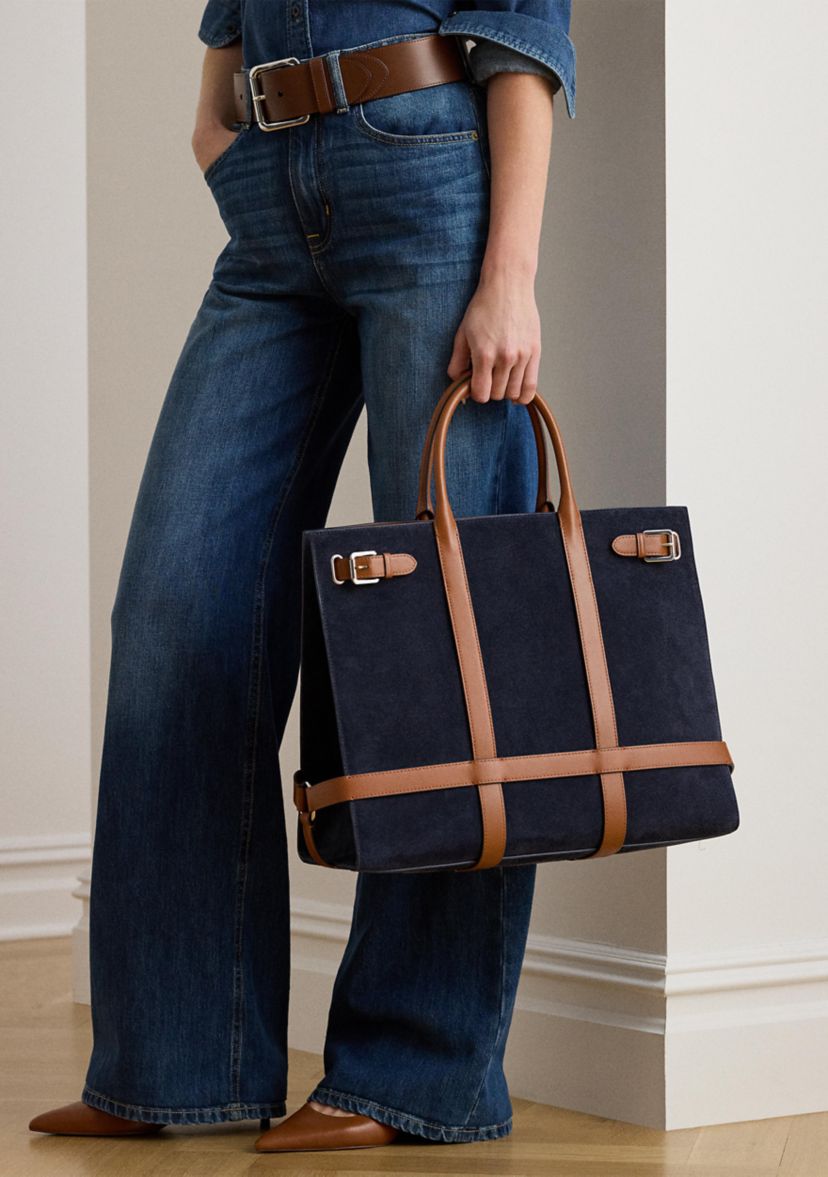 Suede & Leather Large Devyn Tote Bag