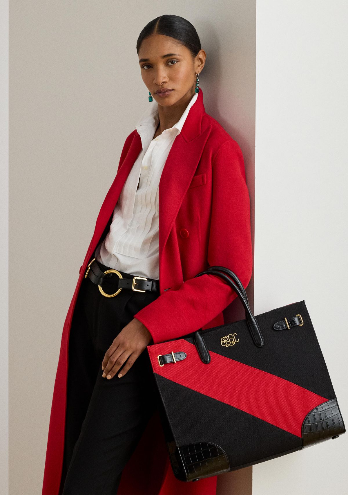 Two-Tone Canvas Large Devyn Tote Bag