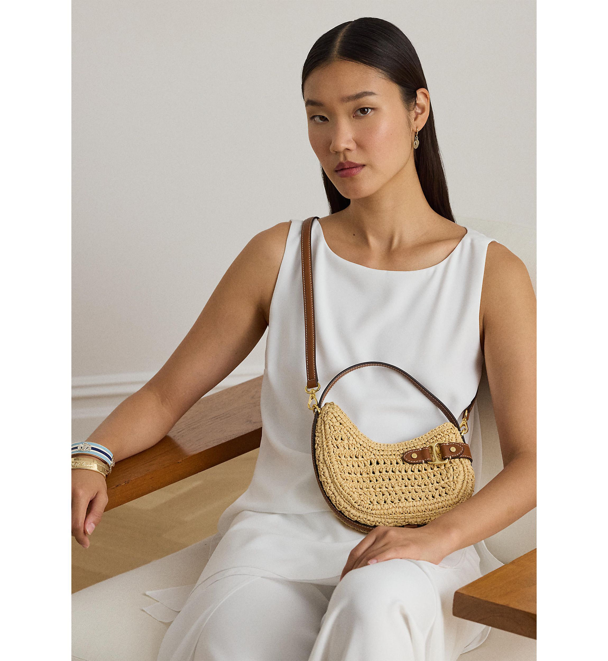 Lauren Ralph Lauren Woven Straw Small Tasha Crossbody Bag | Belk