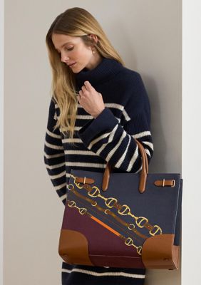 Lauren Ralph Lauren Belting-Print Large Devyn Tote Bag | Belk