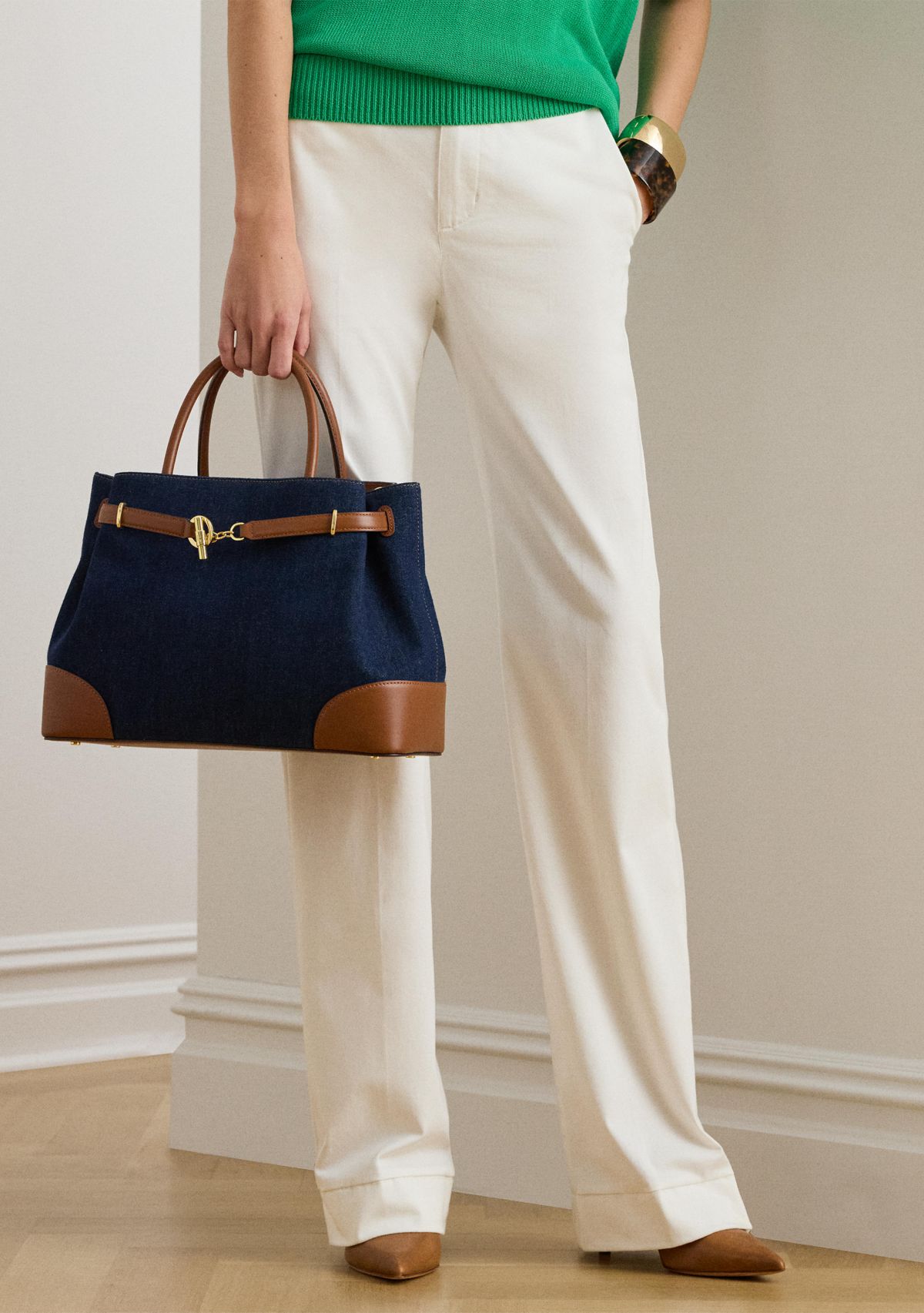 Washed Denim Large Blaike Satchel