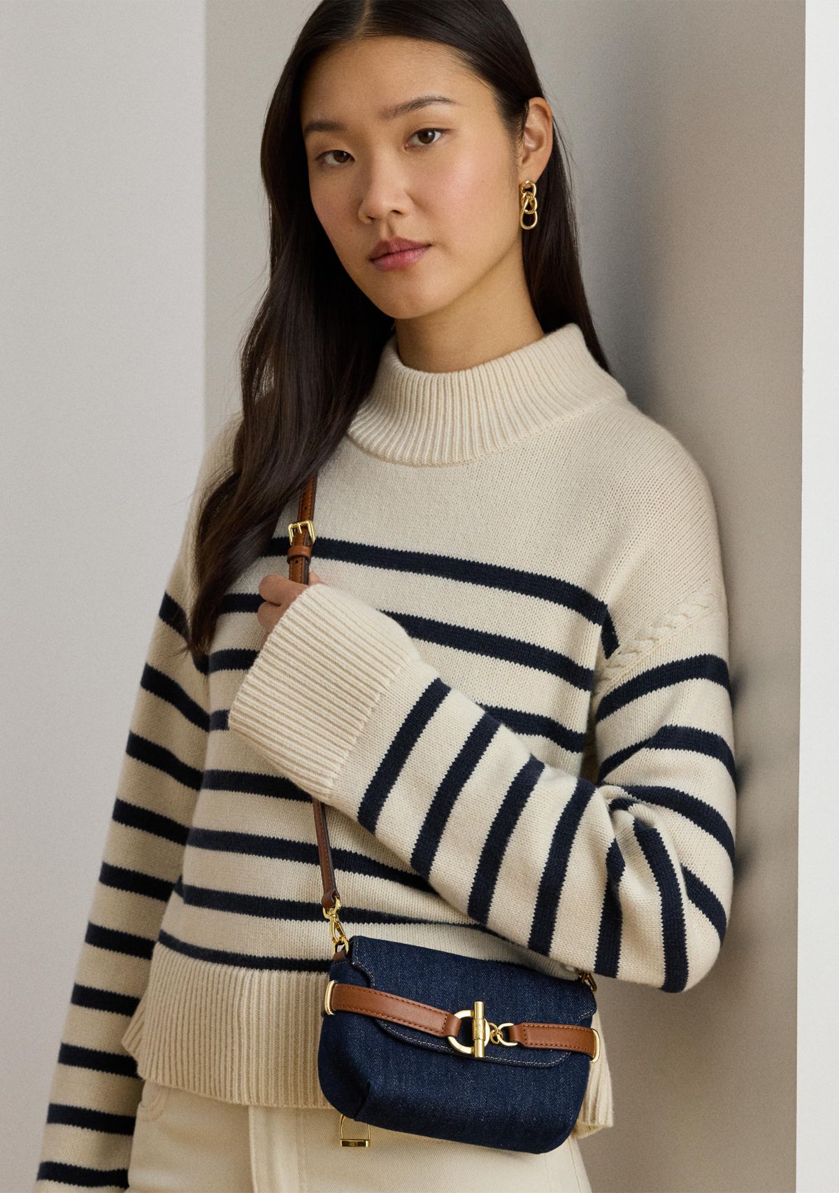 Washed Denim Small Blaike Crossbody Bag