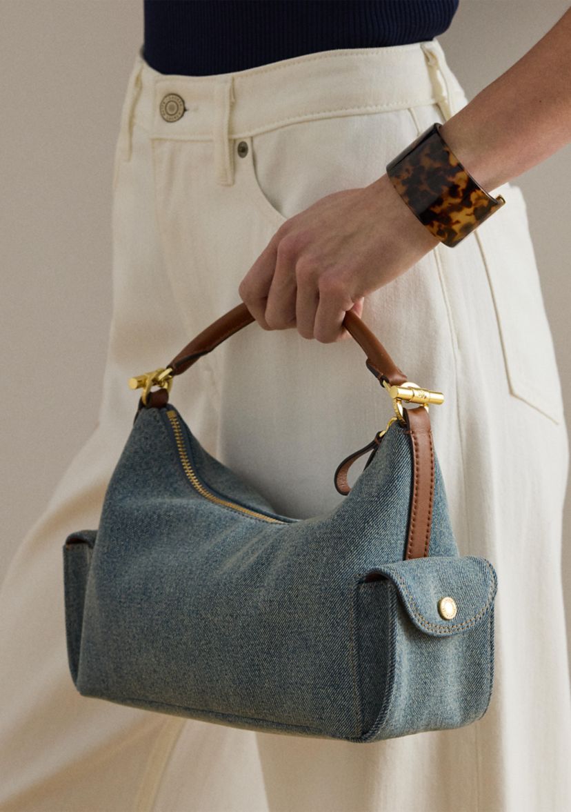 Lauren Ralph Lauren Washed Denim Small Blaike Shoulder Bag | Belk