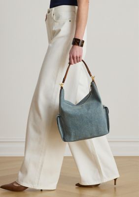 Lauren Ralph Lauren Washed Denim Large Blaike Shoulder Bag | Belk