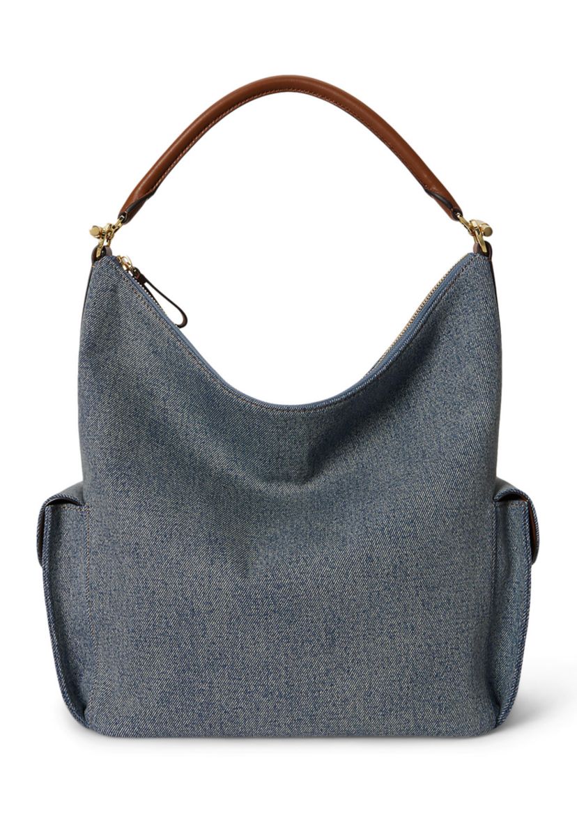 Lauren Ralph Lauren Washed Denim Large Blaike Shoulder Bag | Belk