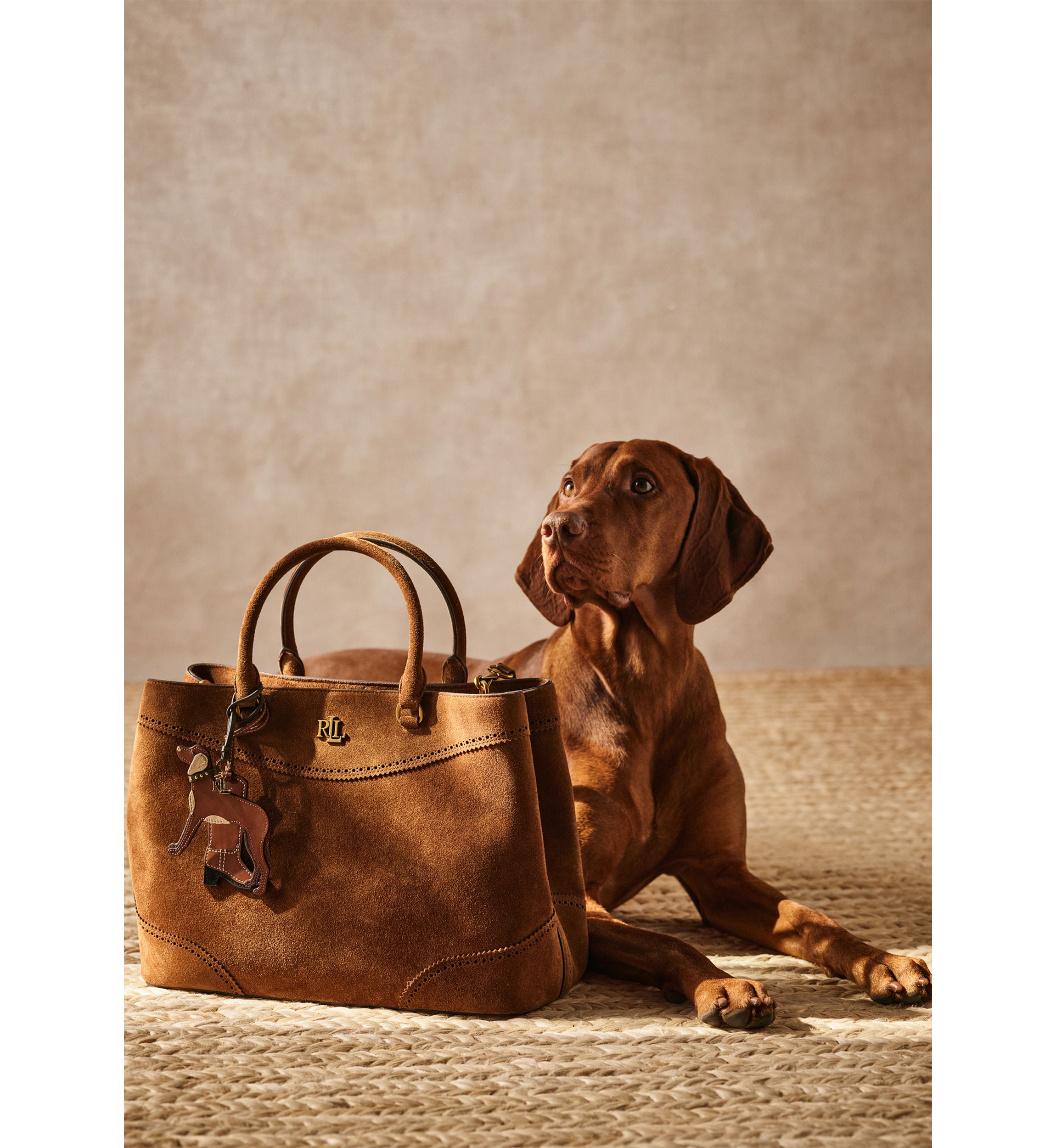 Lauren Ralph Lauren Perforated Suede Large Marcy Satchel | Belk