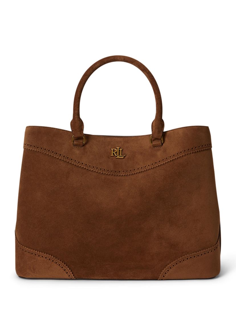Lauren Ralph Lauren Perforated Suede Large Marcy Satchel | Belk