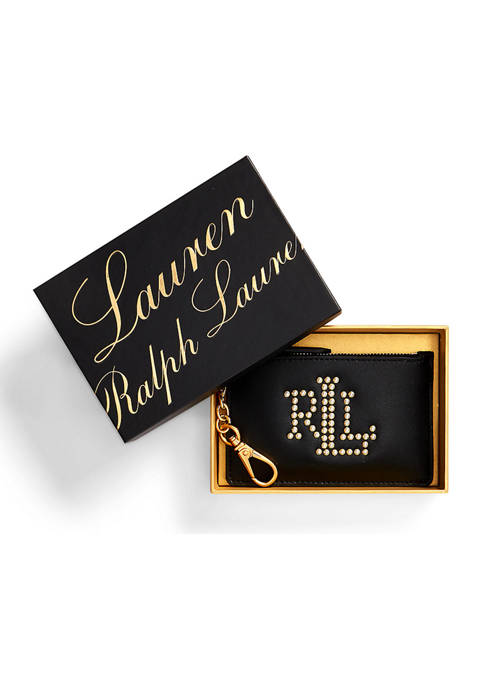 Lauren Ralph Lauren Faux-Pearl Leather Zip Card Case