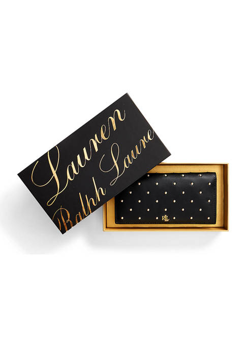 Lauren Ralph Lauren Faux-Pearl Slim Leather Wallet