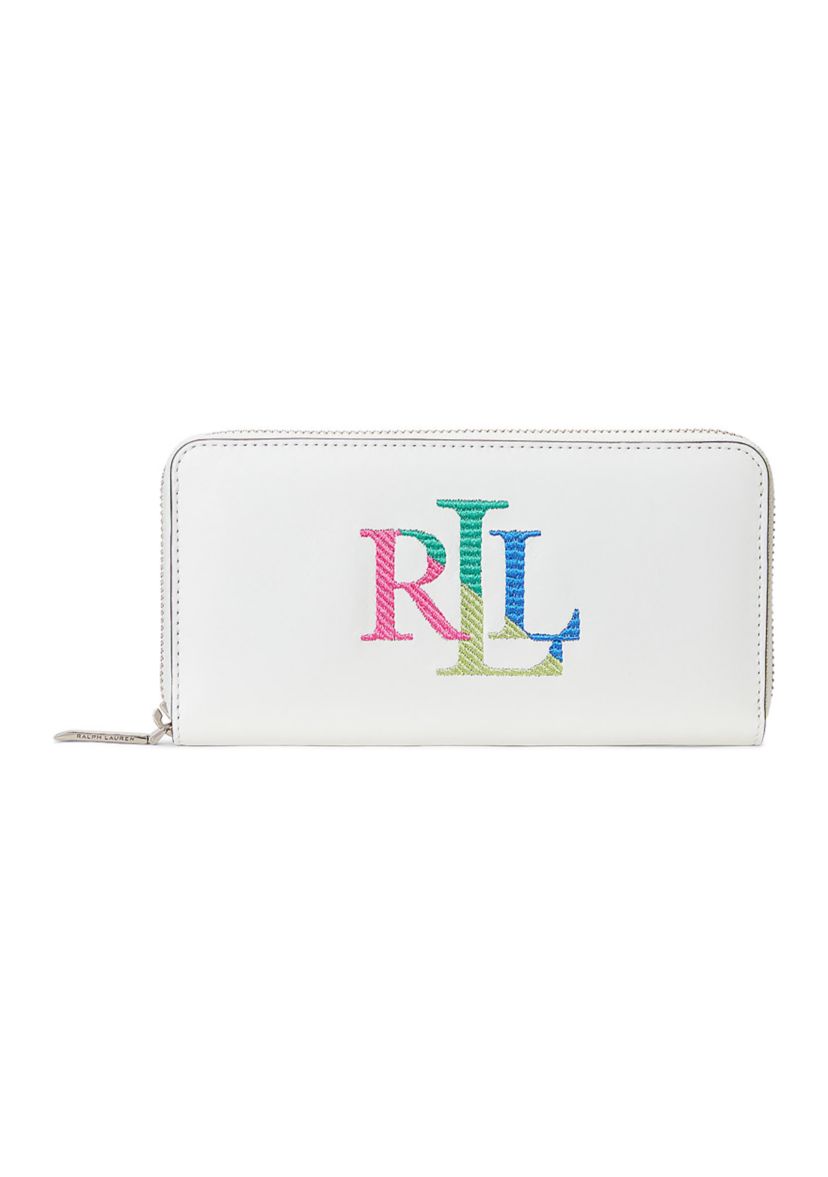 Embroidered Leather Continental Wallet