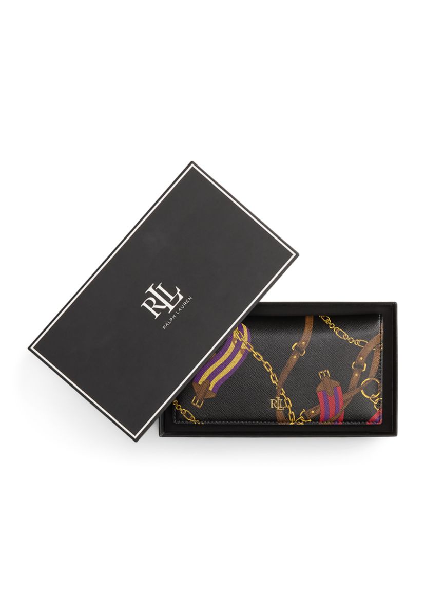 Print Crosshatch Leather Slim Wallet