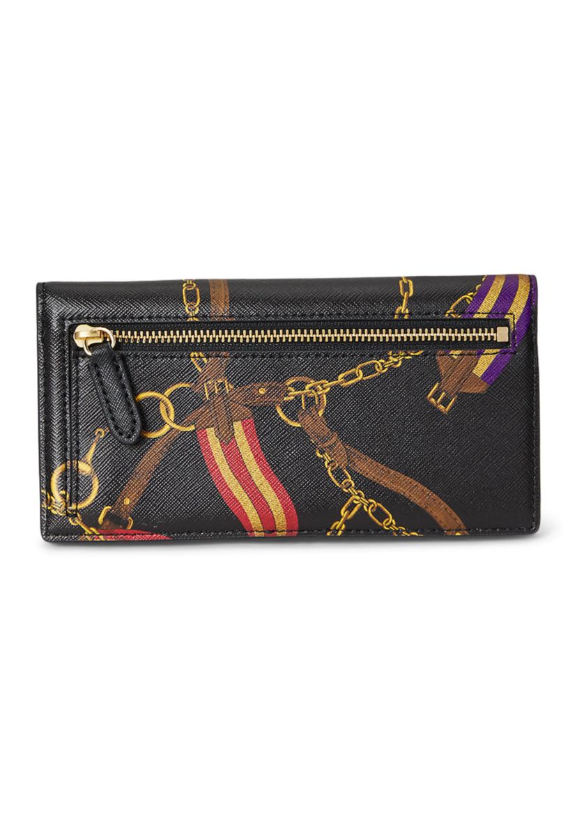 Print Crosshatch Leather Slim Wallet