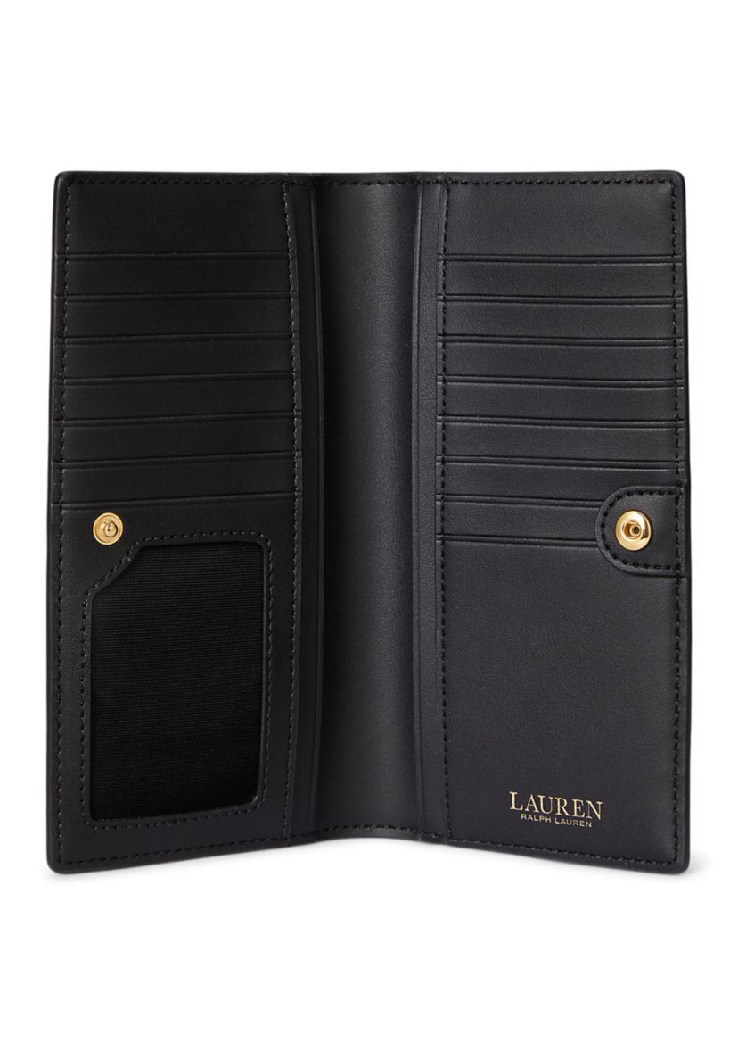 Print Crosshatch Leather Slim Wallet