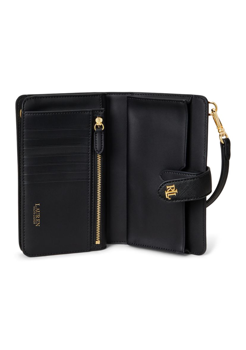 Print Crosshatch Leather Tech Wristlet