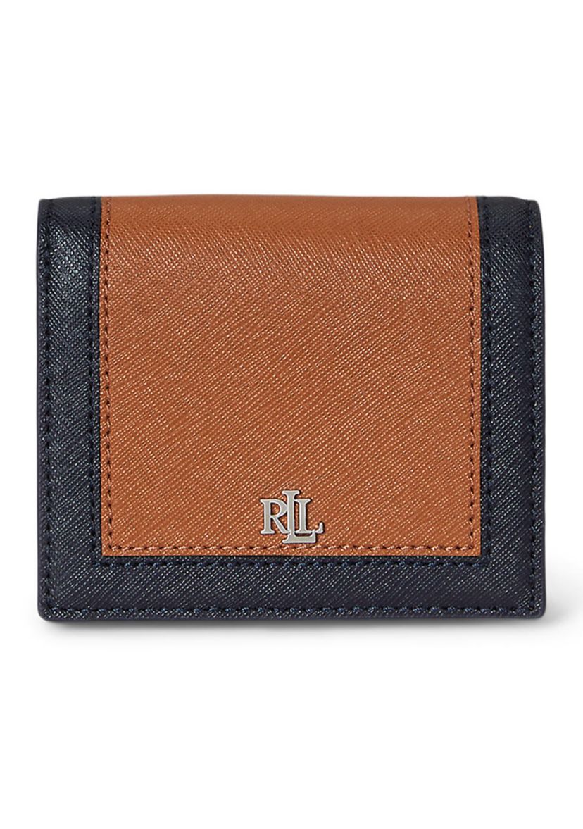 Color-Blocked Leather Compact Wallet