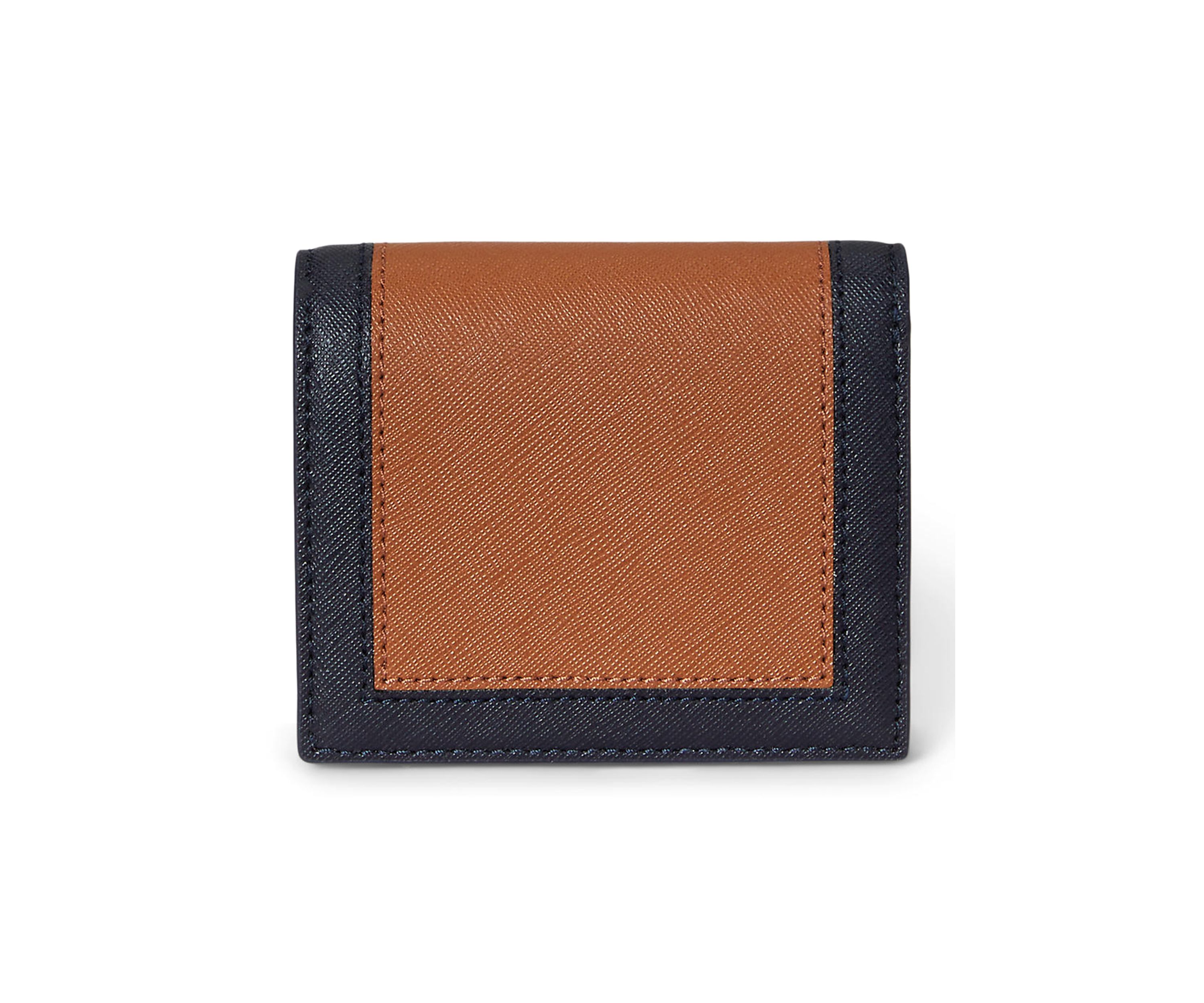 Color-Blocked Leather Compact Wallet