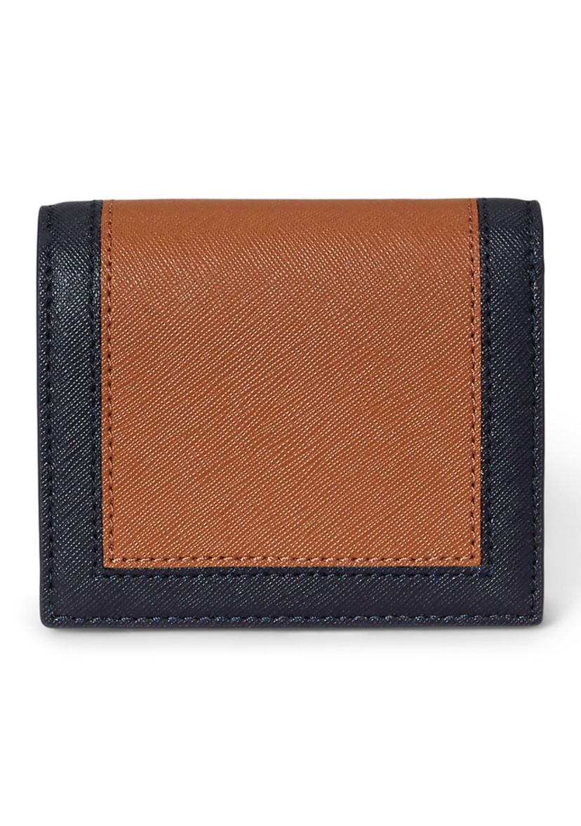 Color-Blocked Leather Compact Wallet