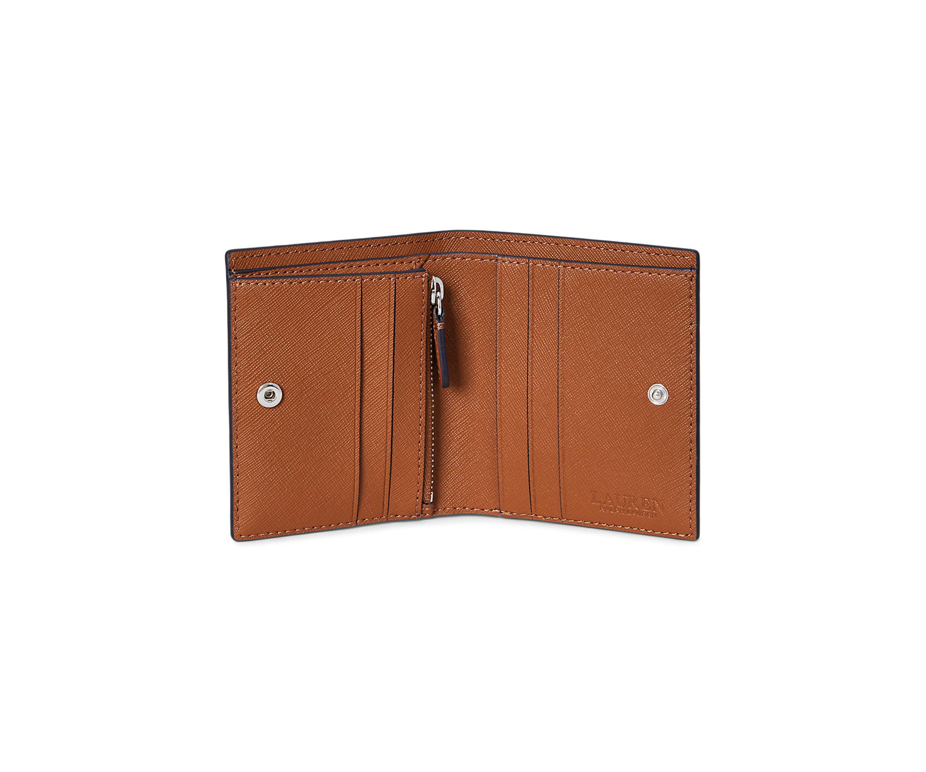 Color-Blocked Leather Compact Wallet