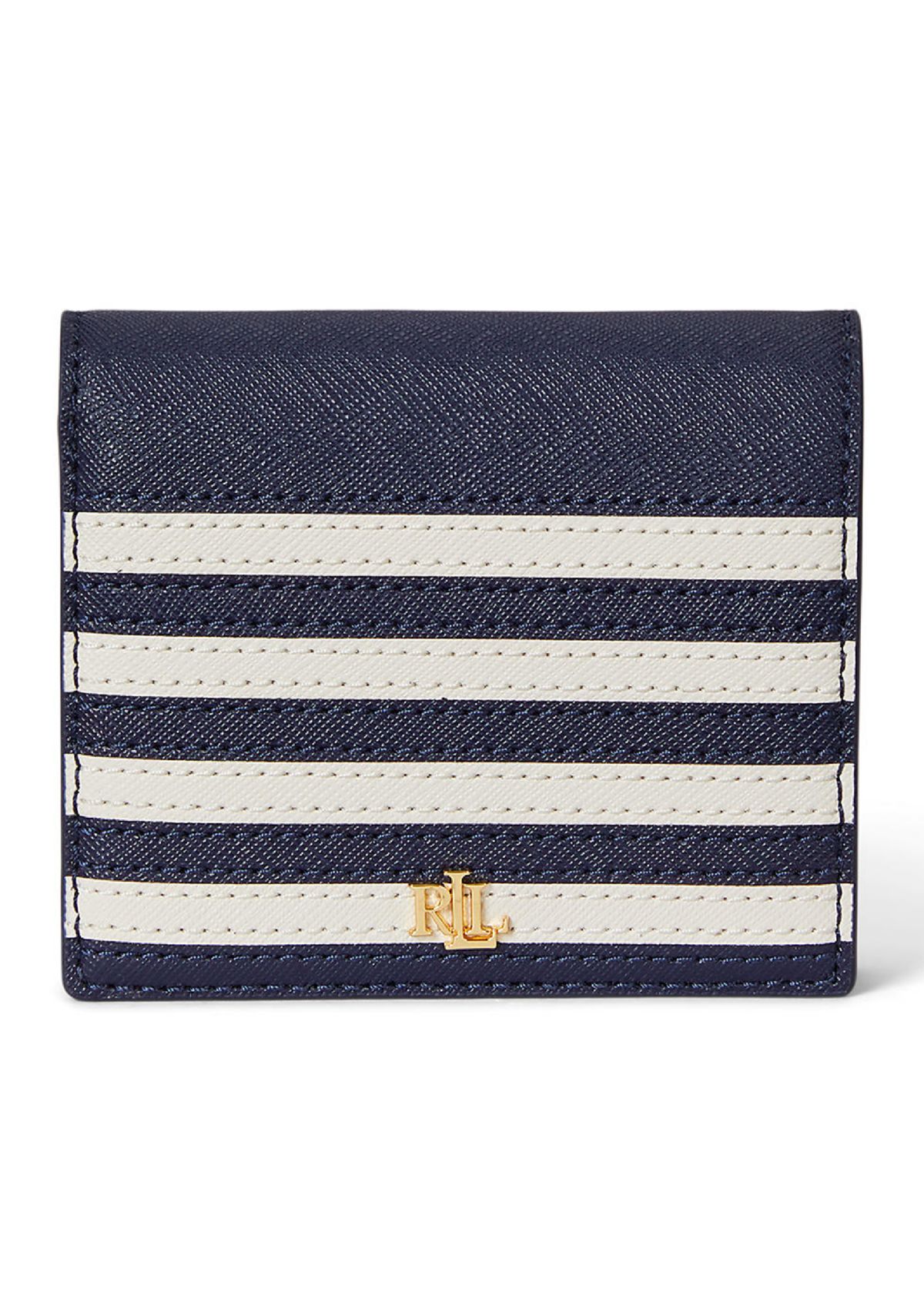 Color-Blocked Leather Compact Wallet