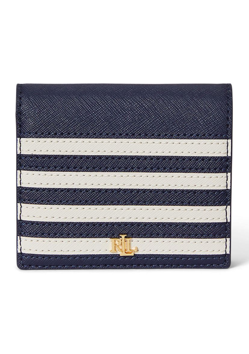 Color-Blocked Leather Compact Wallet