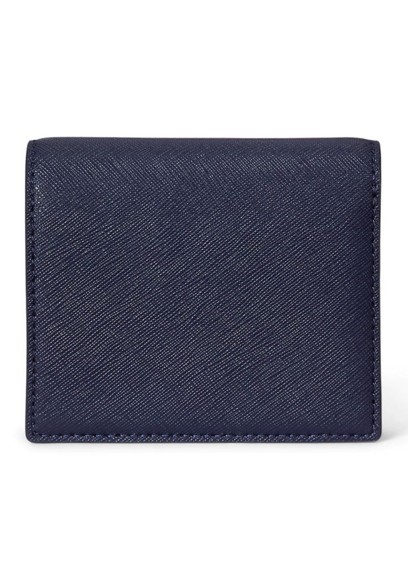 Color-Blocked Leather Compact Wallet