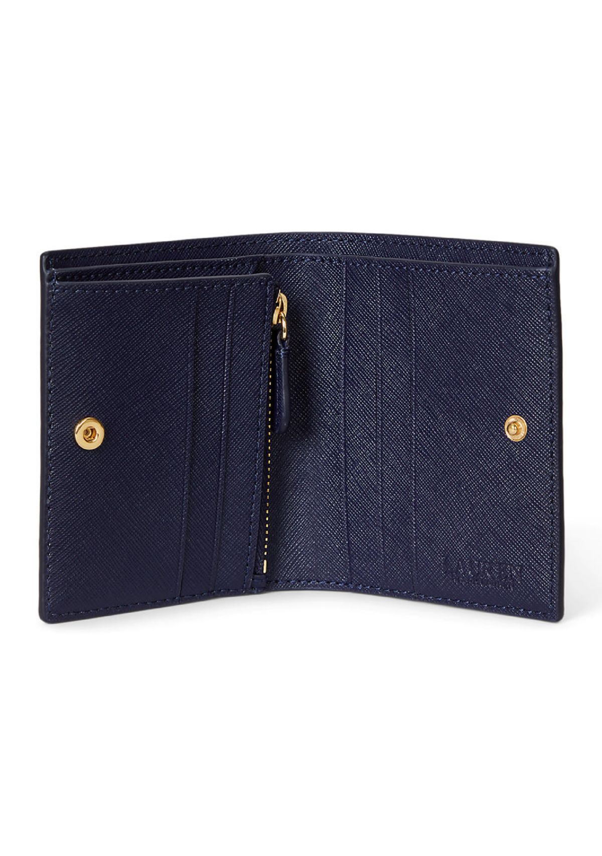 Color-Blocked Leather Compact Wallet