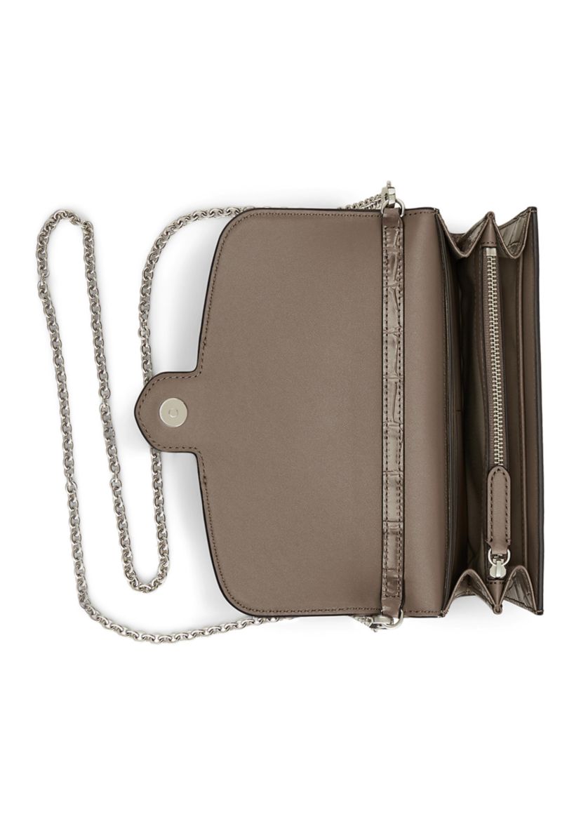 Womens Glossy Embossed Crocodile 20-Wallet On A Large Chain