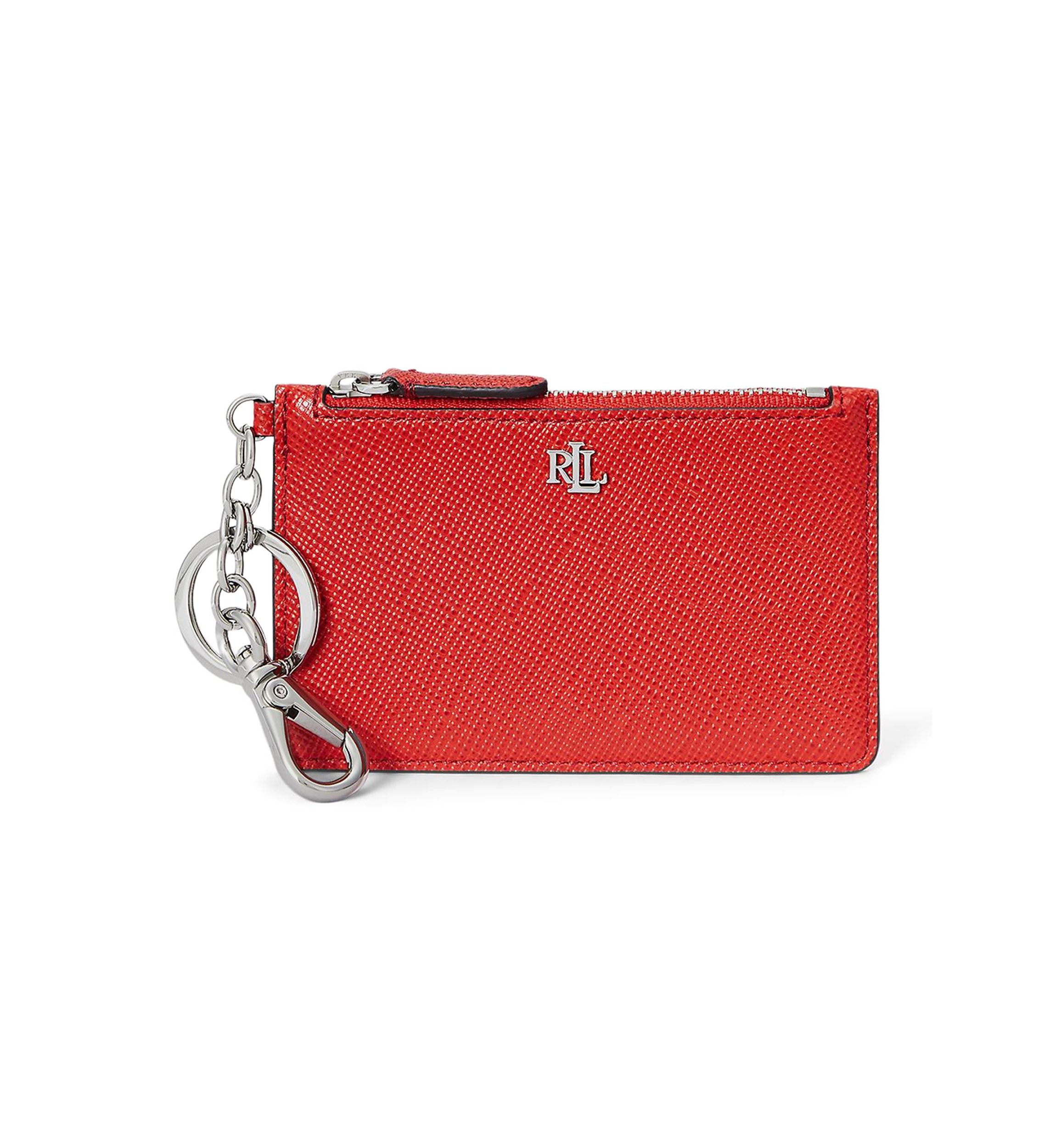 Crosshatch Leather Zip Card Case