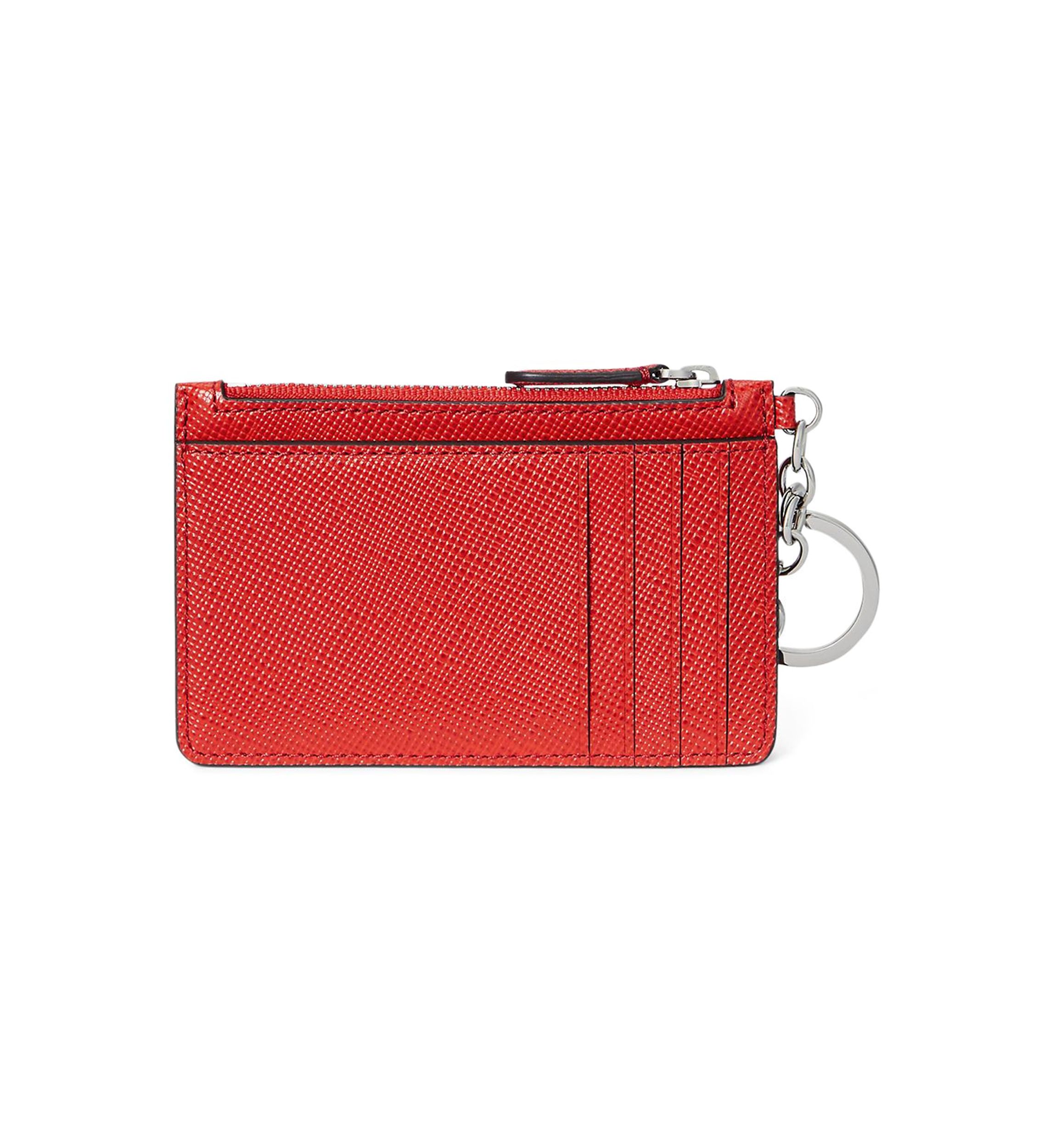 Crosshatch Leather Zip Card Case