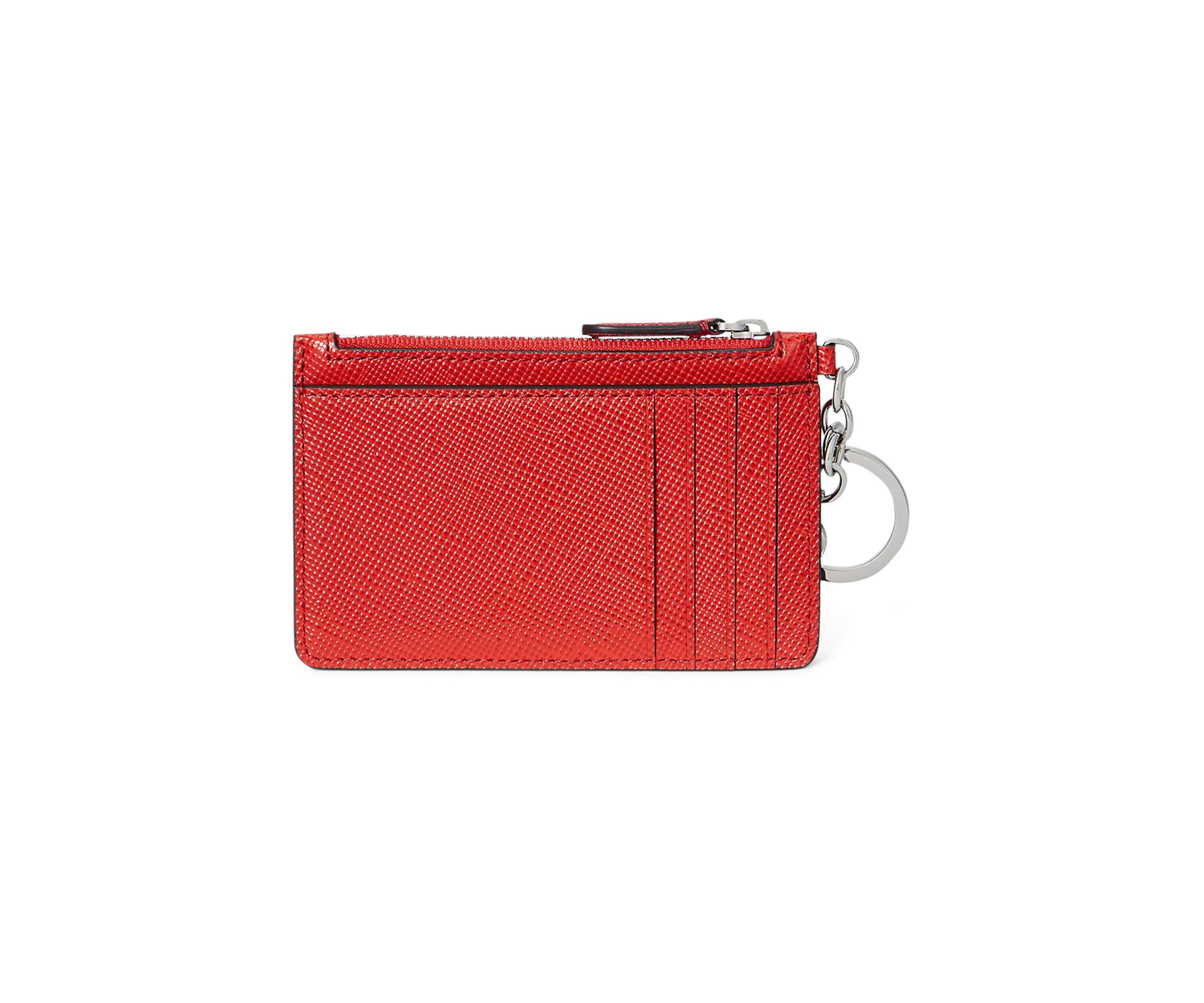 Crosshatch Leather Zip Card Case