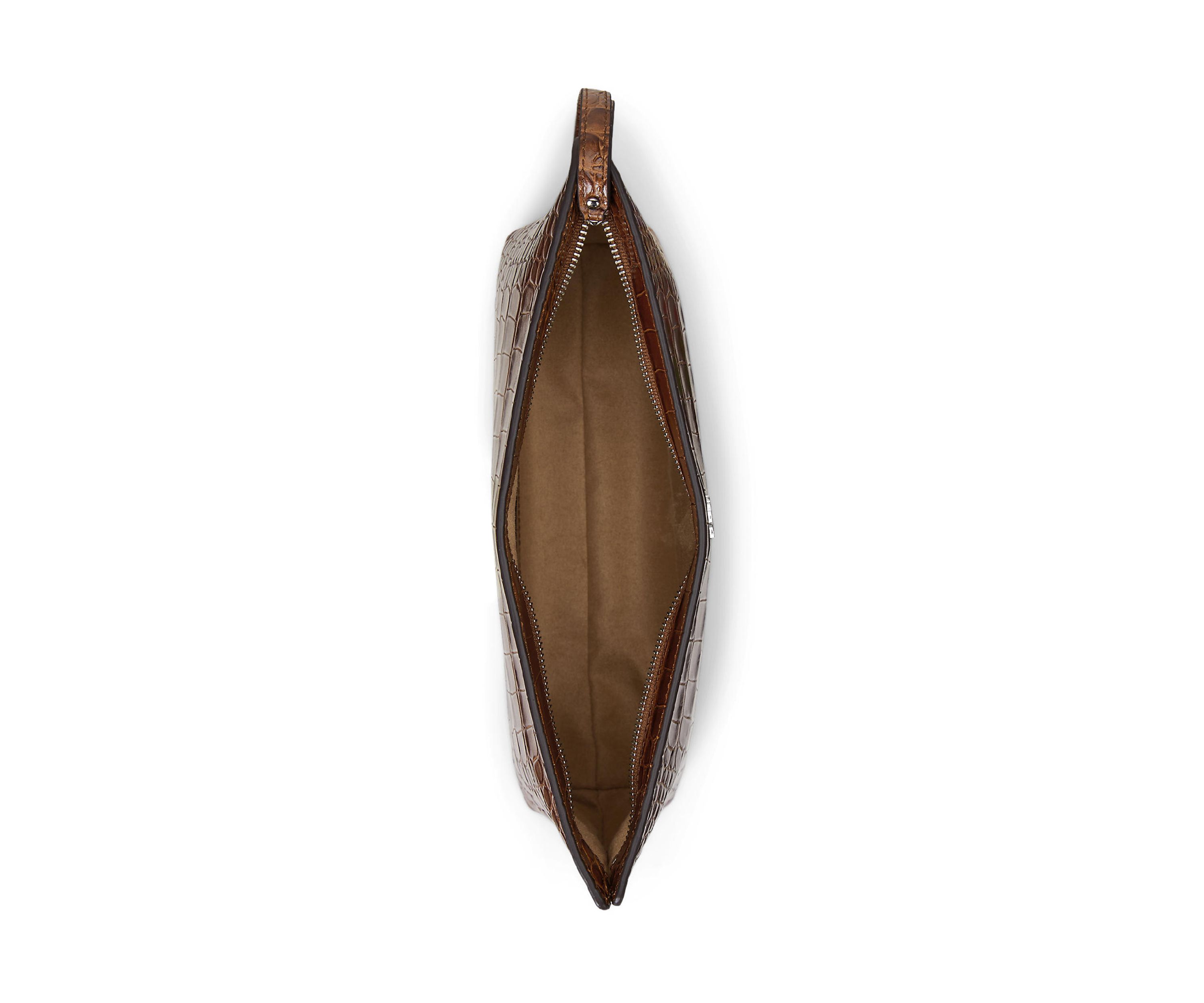 Crocodile-Embossed Leather Large Pouch