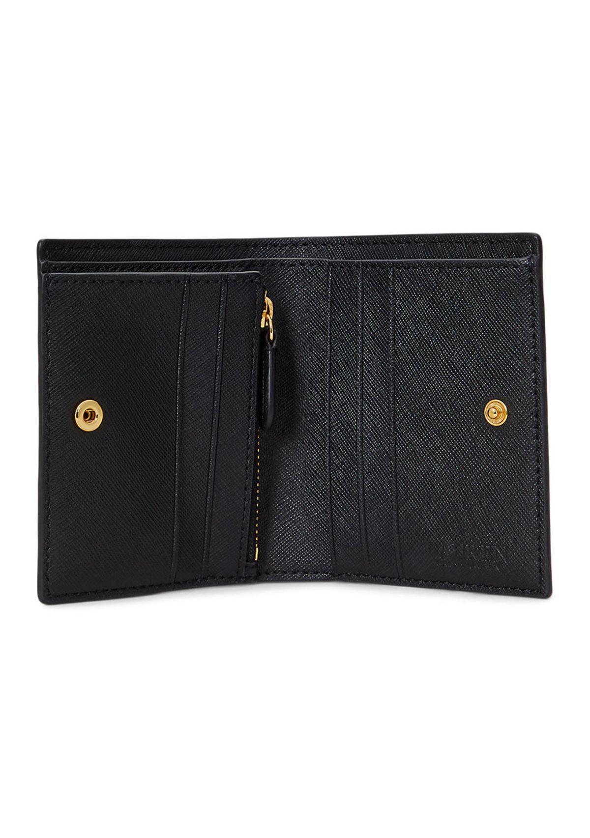 Belting-Print Crosshatch Leather Compact Wallet