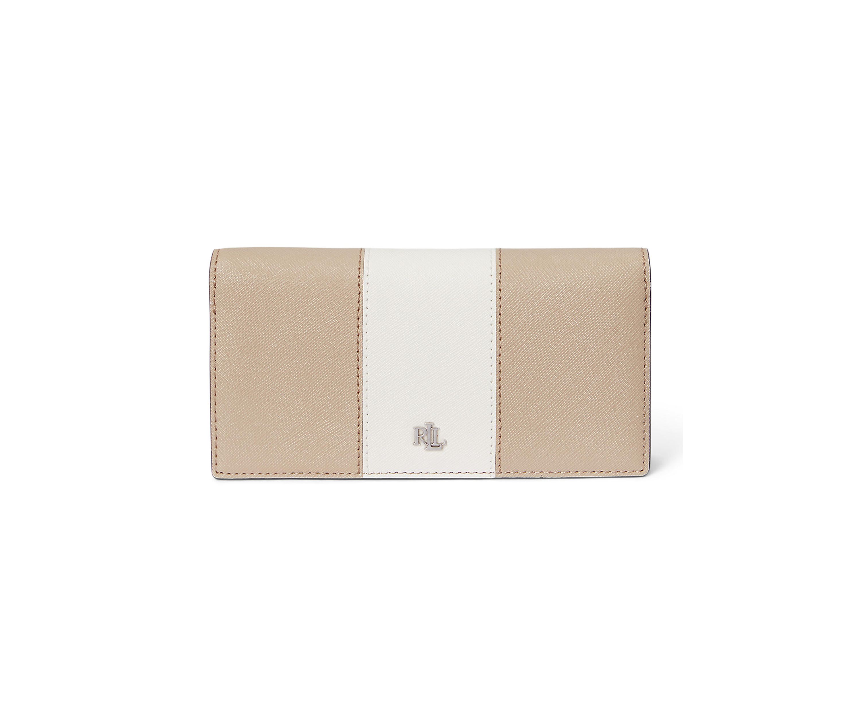 Two Tone Crosshatch Leather Slim Wallet