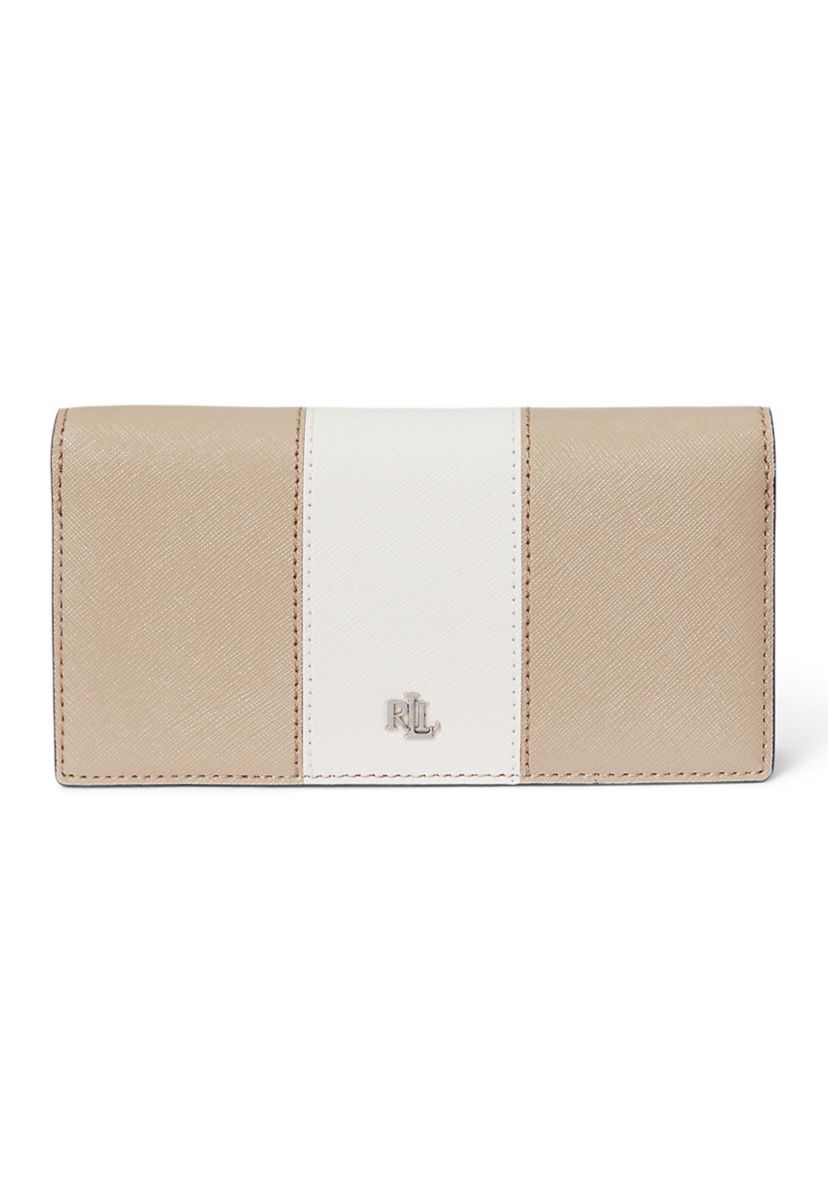 Two Tone Crosshatch Leather Slim Wallet