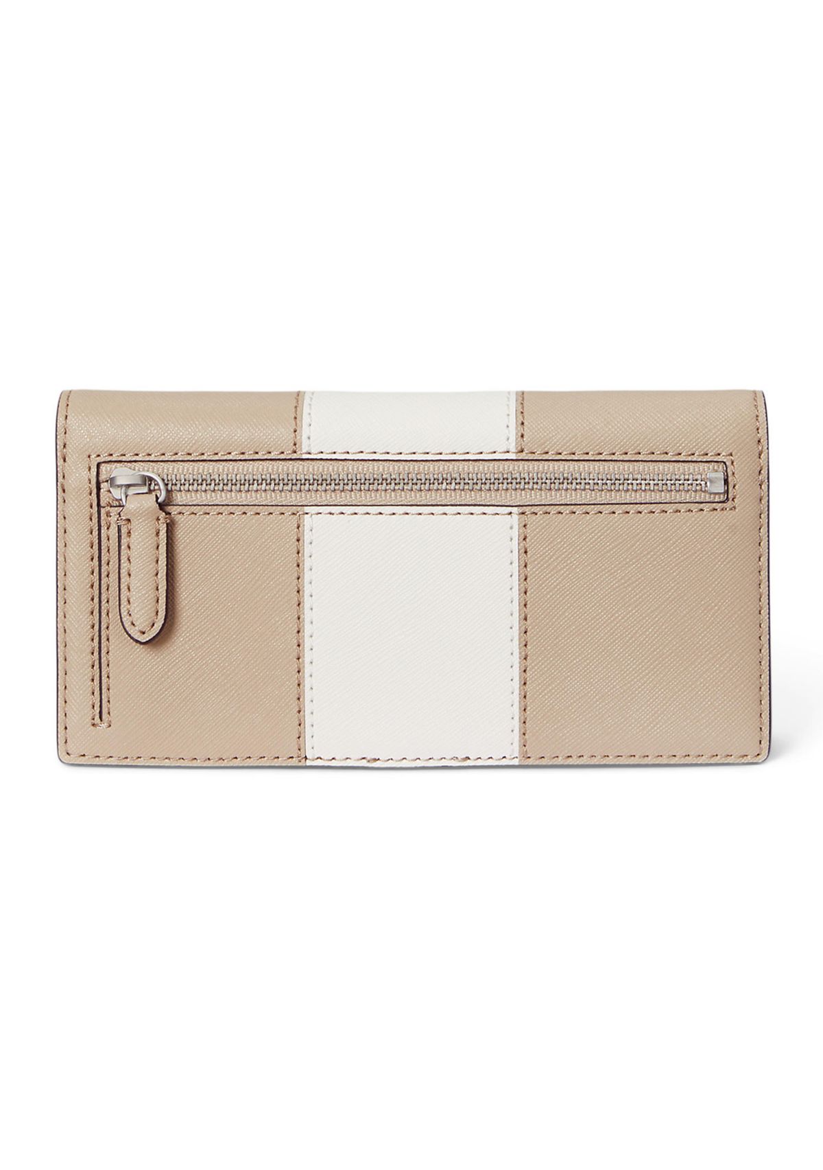 Two Tone Crosshatch Leather Slim Wallet