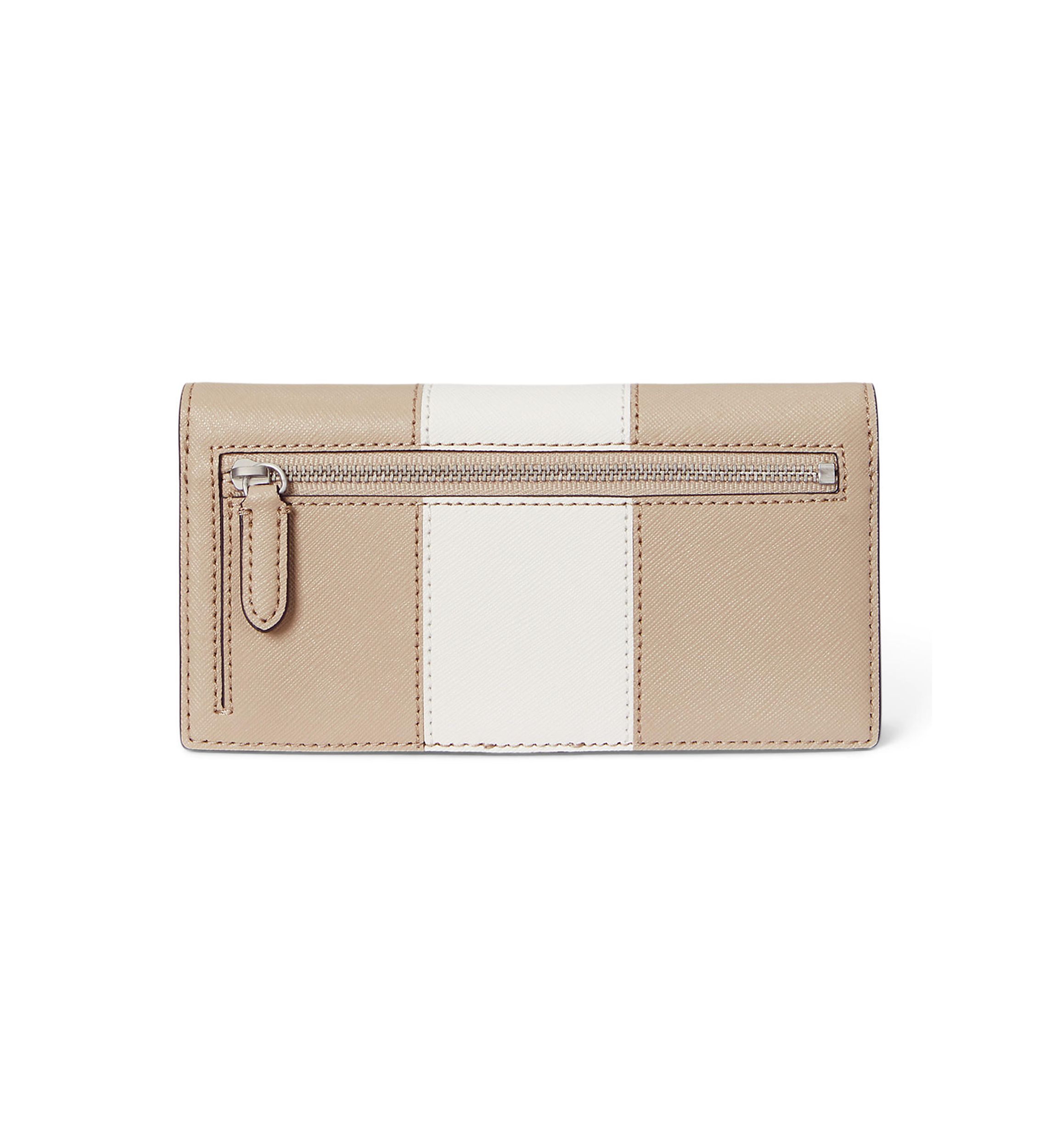 Two Tone Crosshatch Leather Slim Wallet