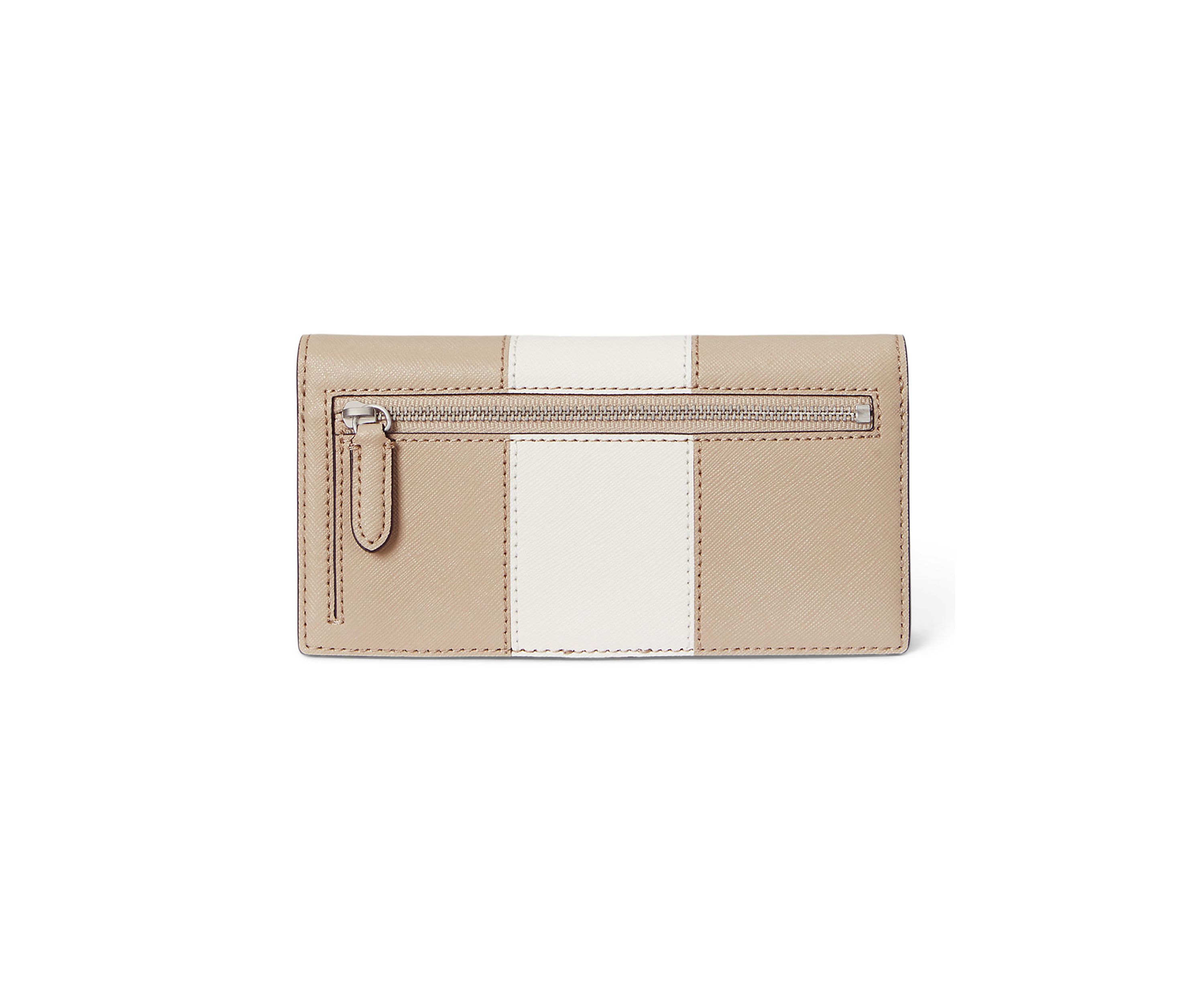 Two Tone Crosshatch Leather Slim Wallet