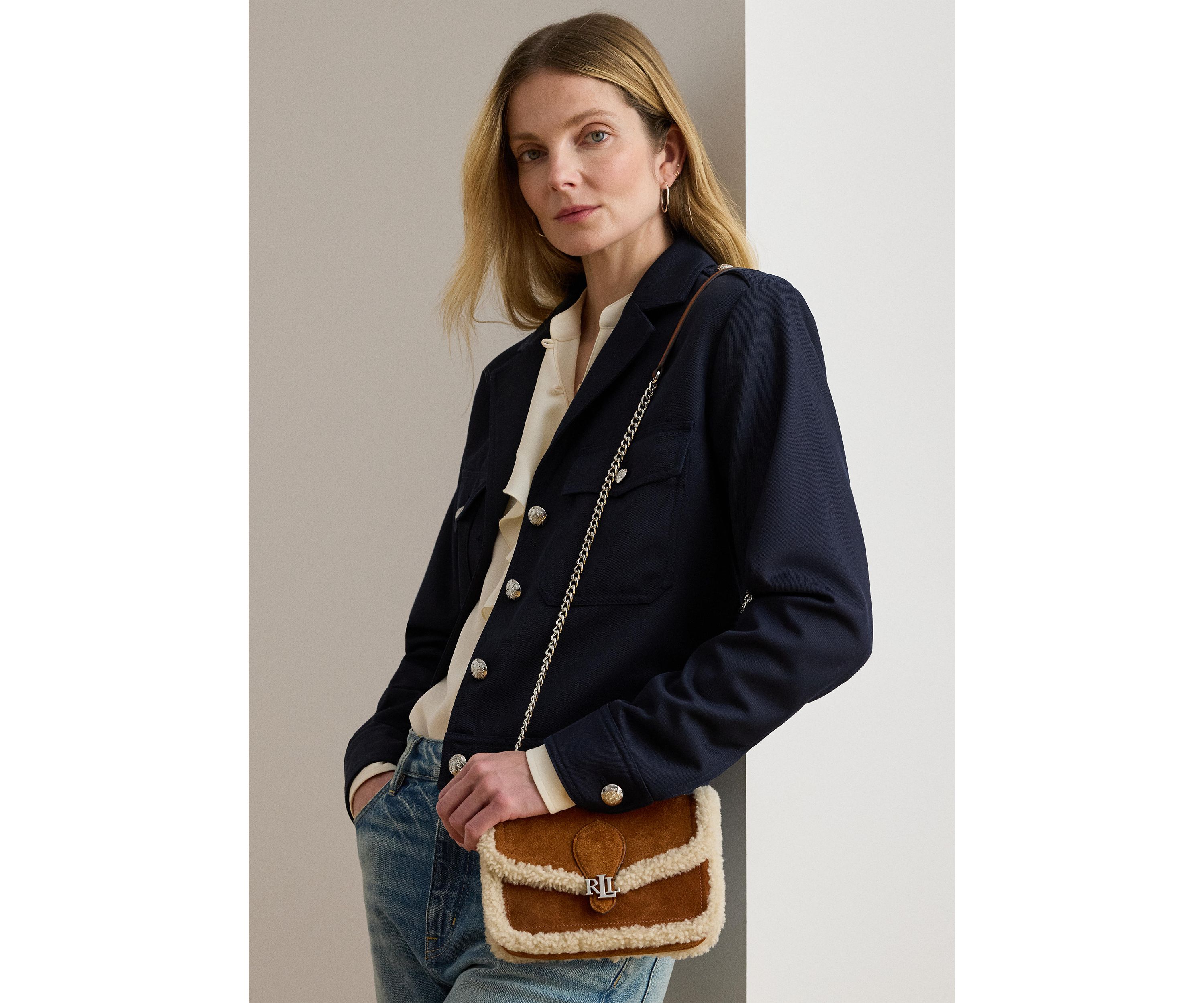 Shearling-Trim Bradley Crossbody Wallet