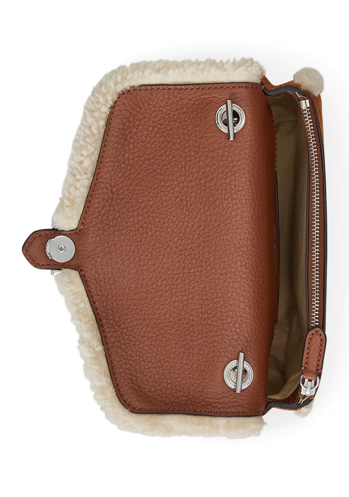 Shearling-Trim Bradley Crossbody Wallet